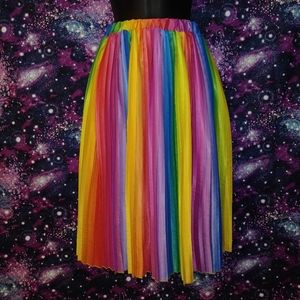 Shein Rainbow Stripes Pleated Skirt